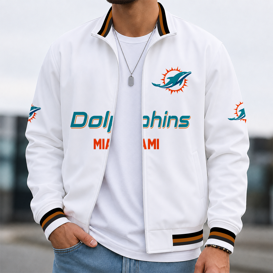 [SPECIAL OFFER] NEW CUSTOMIZED NFL19 MDP MIAMI DOLPHINS MEN'S CASUAL JACKET