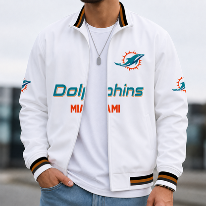 [SPECIAL OFFER] NEW CUSTOMIZED NFL19 MDP MIAMI DOLPHINS MEN'S CASUAL JACKET