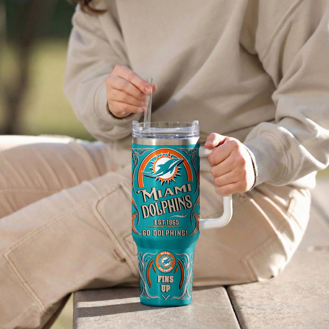 LIMITED EDITION - NEW CUSTOMIZED NFL19 MDP MIAMI DOLPHINS 40OZ TUMBLER