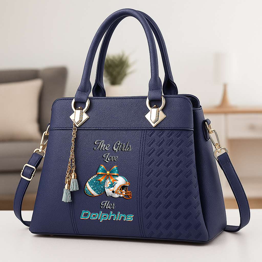 LIMITED EDITION - NEW CUSTOMIZED NFL19 MDP MIAMI DOLPHINS WOMEN'S ZIP HANDBAG MULTICOLOR