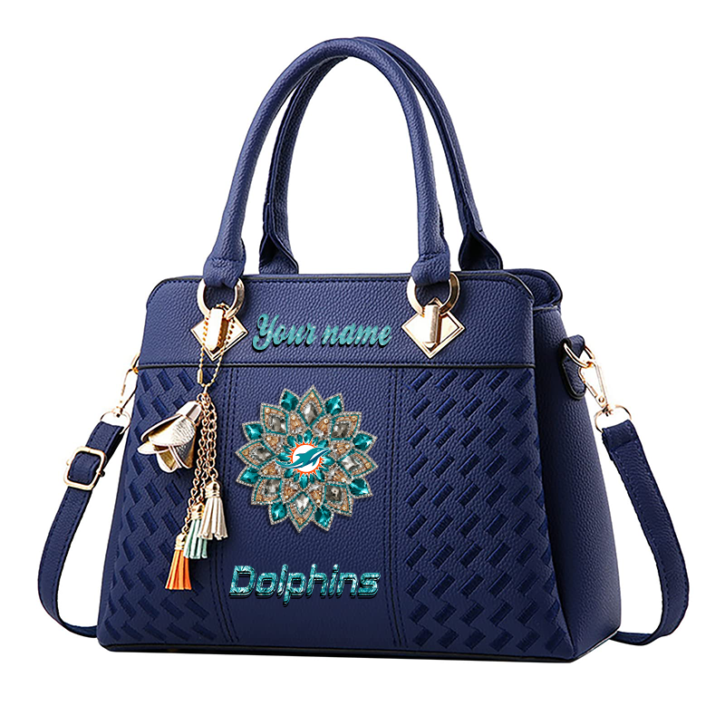 LIMITED EDITION - NEW CUSTOMIZED NFL19 MDP MIAMI DOLPHINS WOMEN'S ZIP HANDBAG MULTICOLOR