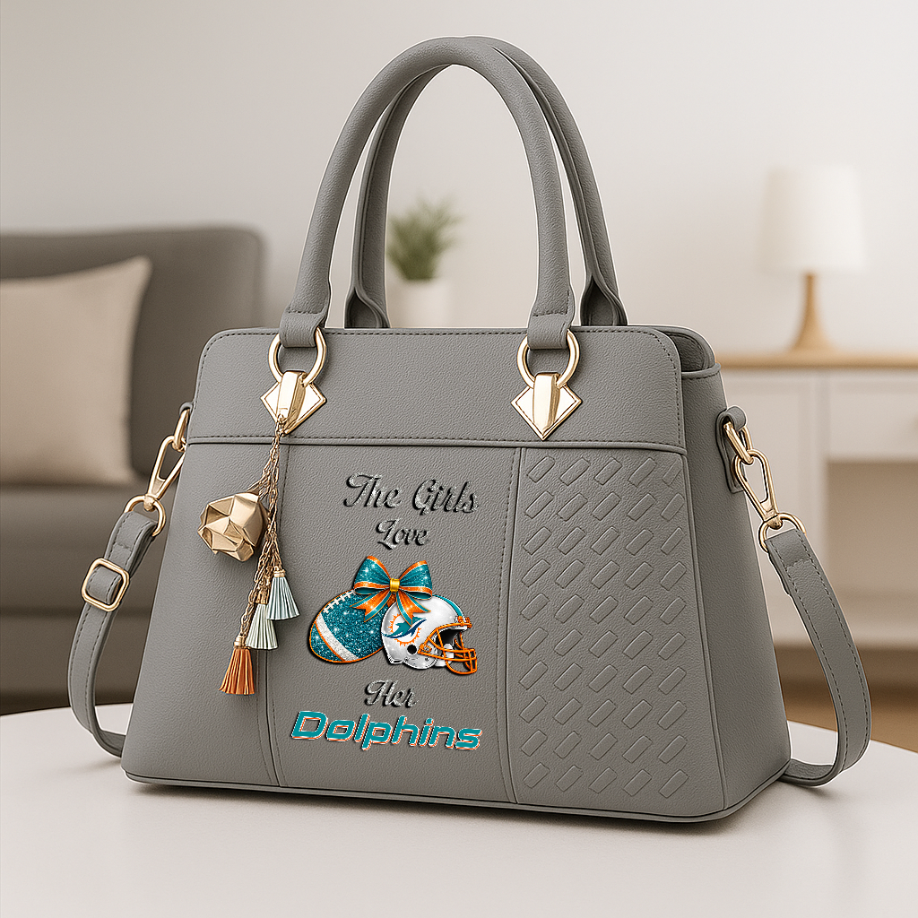 LIMITED EDITION - NEW CUSTOMIZED NFL19 MDP MIAMI DOLPHINS WOMEN'S ZIP HANDBAG MULTICOLOR