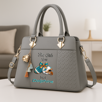 LIMITED EDITION - NEW CUSTOMIZED NFL19 MDP MIAMI DOLPHINS WOMEN'S ZIP HANDBAG MULTICOLOR