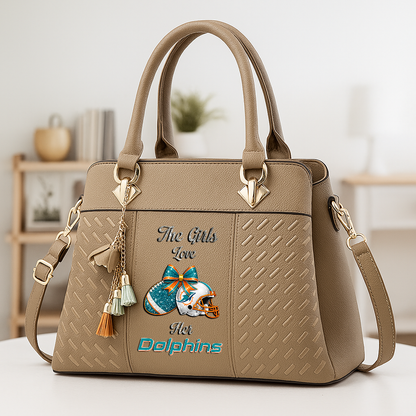 LIMITED EDITION - NEW CUSTOMIZED NFL19 MDP MIAMI DOLPHINS WOMEN'S ZIP HANDBAG MULTICOLOR