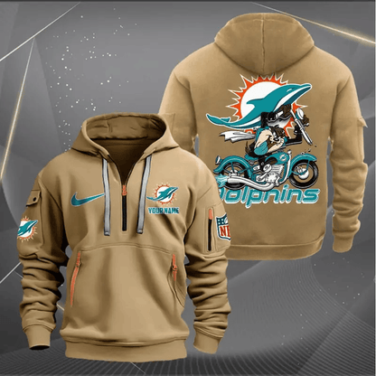 [SPECIAL OFFER] NEW CUSTOMIZED NFL19 MDP MIAMI DOLPHINS MUTICOLOR QUARTER ZIP HOODIE