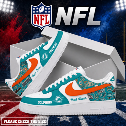LIMITED EDITION - NEW CUSTOMIZED NFL19 MDP MIAMI DOLPHINS AF1 SHOES