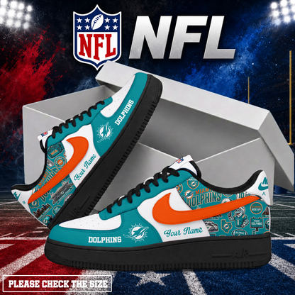 LIMITED EDITION - NEW CUSTOMIZED NFL19 MDP MIAMI DOLPHINS AF1 SHOES