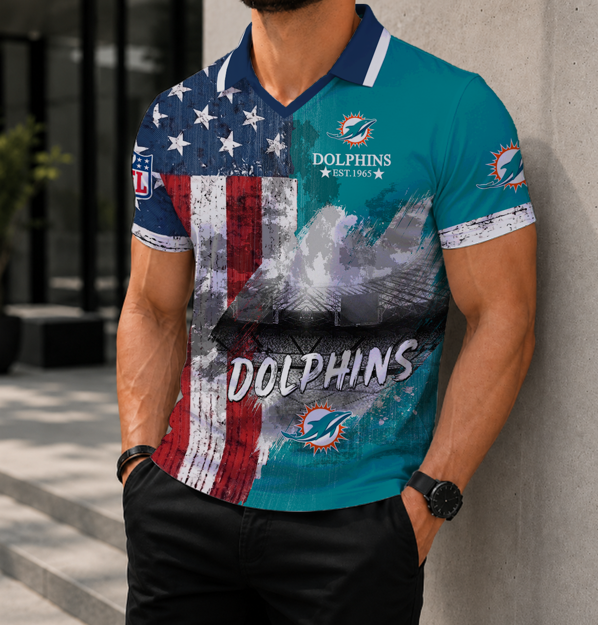 SPECIAL EDITION - NEW CUSTOMIZED NFL19 MDP MIAMI DOLPHINS POLO SHIRT
