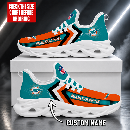 LIMITED EDITION - NEW CUSTOMIZED NFL19 MDP MIAMI DOLPHINS UNISEX MAX SOUL SHOES