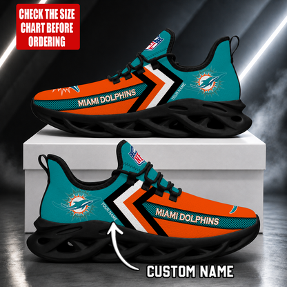 LIMITED EDITION - NEW CUSTOMIZED NFL19 MDP MIAMI DOLPHINS UNISEX MAX SOUL SHOES