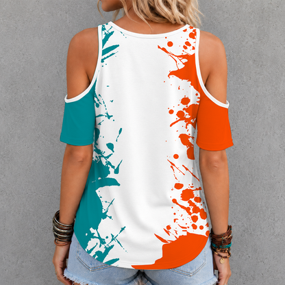 [SPECIAL OFFER] NEW CUSTOMIZED NFL19 MDP MIAMI DOLPHINS CRISS CROSS V-NECK TOP