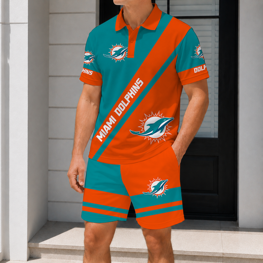 SPECIAL EDITION - NEW CUSTOMIZED NFL19 MDP MIAMI DOLPHINS POLO SHIRT & SHORT PANTS SET