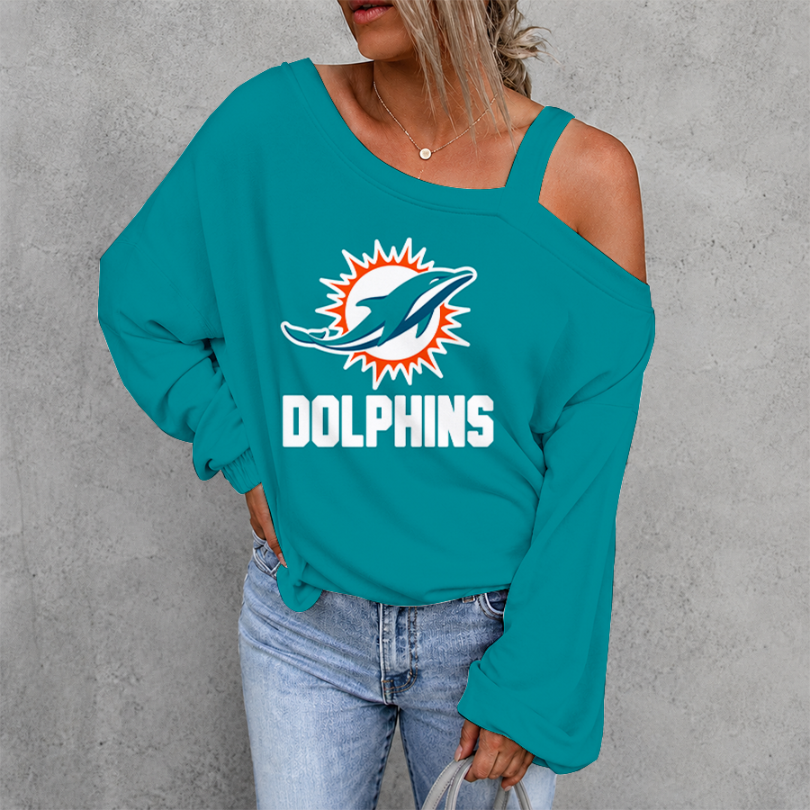 [SPECIAL OFFER] NEW CUSTOMIZED NFL19 MDP MIAMI DOLPHINS DROP SHOULDER SWEATSHIRT