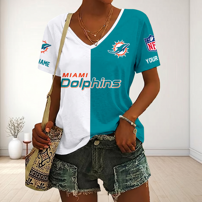 LIMITED EDITION - NEW CUSTOMIZED NFL19 MDP MIAMI DOLPHINS V-NECK FEMALE SHIRT