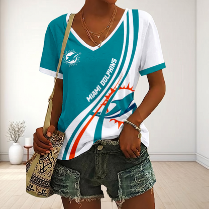 SPECIAL EDITION - NEW CUSTOMIZED NFL19 MDP MIAMI DOLPHINS V-NECK FEMALE SHIRT