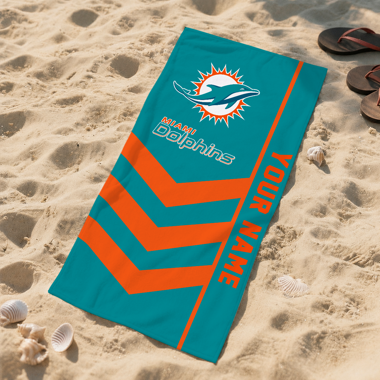 SPECIAL EDITION - NEW CUSTOMIZED NFL19 MDP MIAMI DOLPHINS BEACH TOWEL