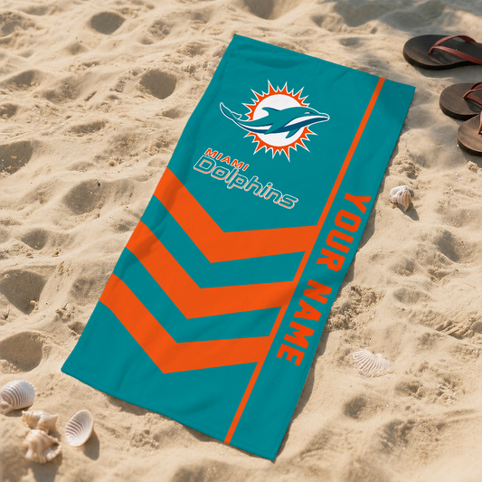 SPECIAL EDITION - NEW CUSTOMIZED NFL19 MDP MIAMI DOLPHINS BEACH TOWEL