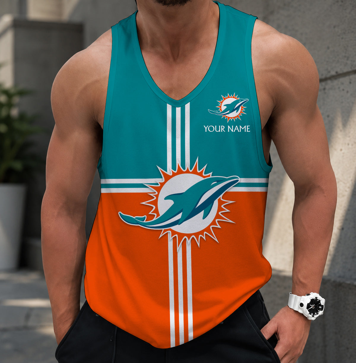 EXCLUSIVE EDITION - NEW CUSTOMIZED NFL19 MDP MIAMI DOLPHINS TANK TOP