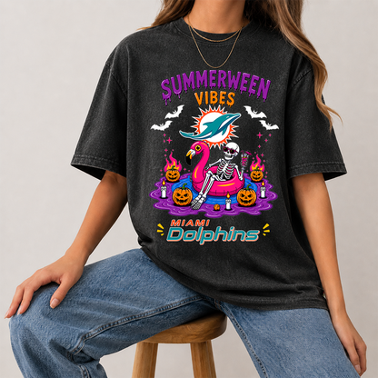 [SPECIAL OFFER] NEW CUSTOMIZED NFL19 MDP MIAMI DOLPHINS SUMMERWEEN MULTICOLOR WASHED TEE
