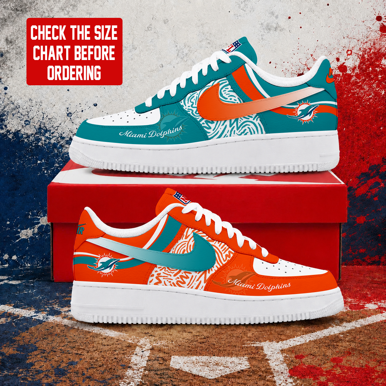 LIMITED EDITION - NEW CUSTOMIZED NFL19 MDP MIAMI DOLPHINS AF1 SHOES