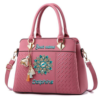 LIMITED EDITION - NEW CUSTOMIZED NFL19 MDP MIAMI DOLPHINS WOMEN'S ZIP HANDBAG MULTICOLOR