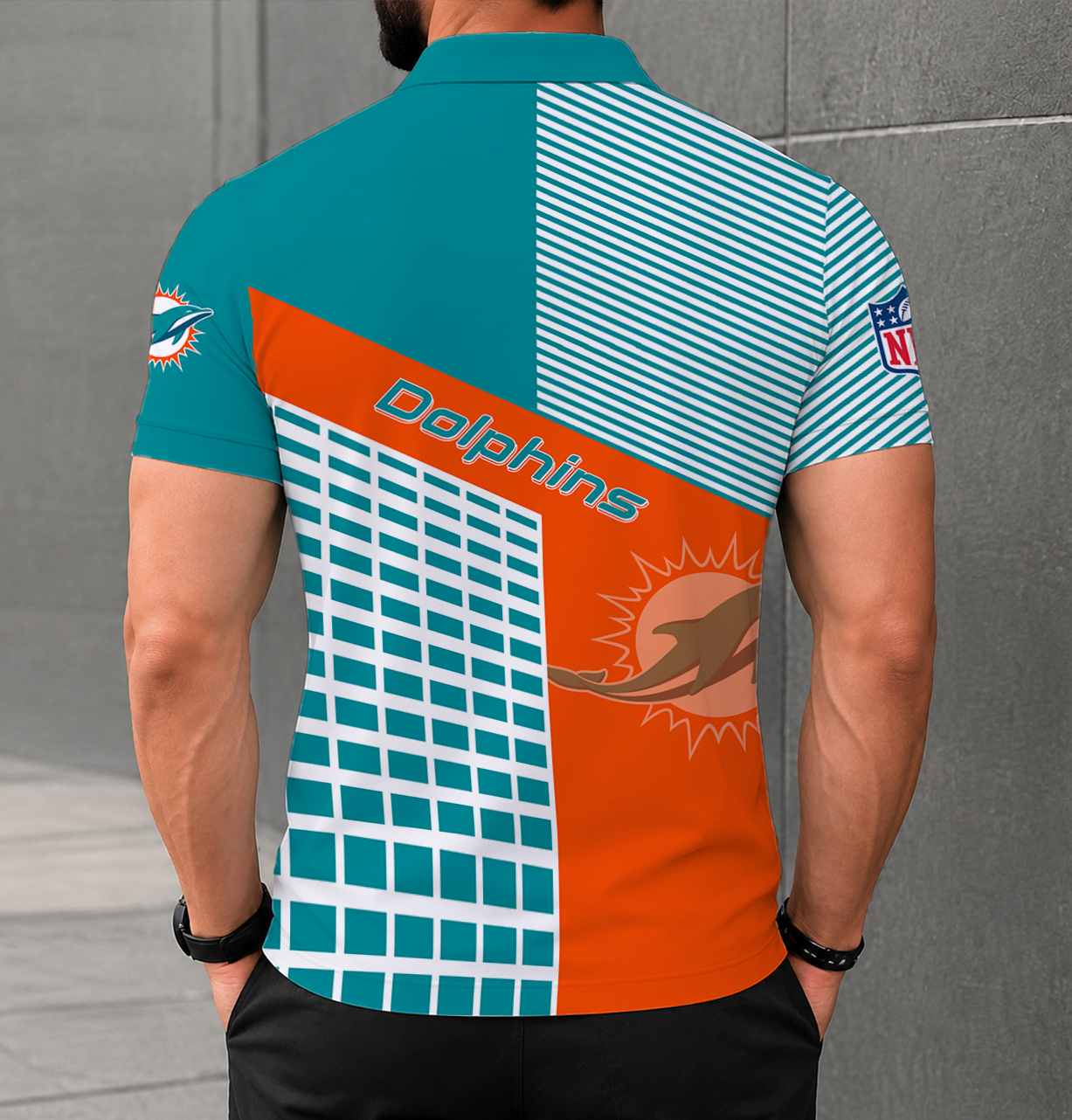 LIMITED EDITION - NEW CUSTOMIZED NFL19 MDP MIAMI DOLPHINS POLO SHIRT