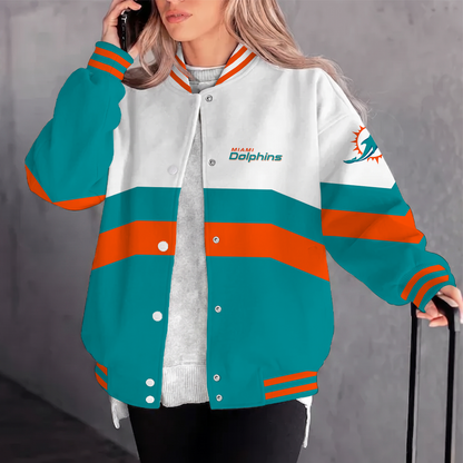 [SPECIAL OFFER] NEW CUSTOMIZED NFL19 MDP MIAMI DOLPHINS SATIN VARSITY & BASEBALL JACKET