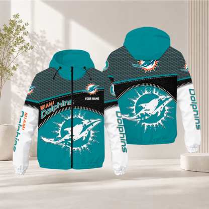 LIMITED EDITION - NEW CUSTOMIZED NFL19 MDP MIAMI DOLPHINS WINDBREAKER JACKET