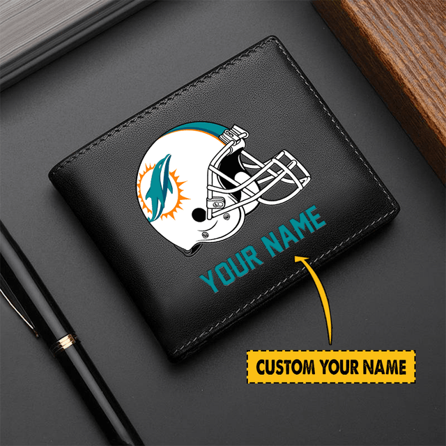 LIMITED EDITION - NEW CUSTOMIZED NFL19 MM DOPHINS LEATHER WALLET
