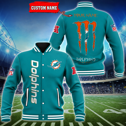 LIMITED EDITION - NEW CUSTOMIZED NFL19 MDP MIAMI DOLPHINS SATIN VARSITY & BASEBALL JACKET