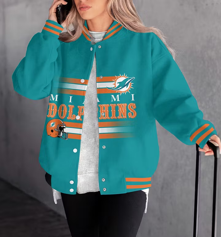 LIMITED EDITION - NEW CUSTOMIZED NFL19 MDP MIAMI DOLPHINS SATIN VARSITY & BASEBALL JACKET