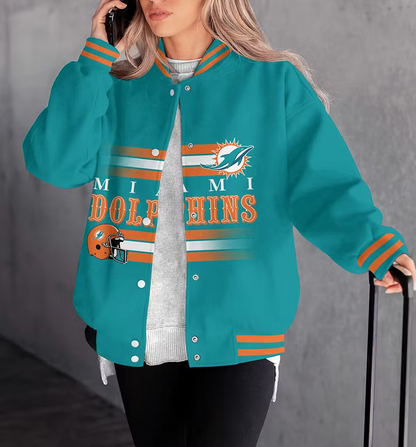 LIMITED EDITION - NEW CUSTOMIZED NFL19 MDP MIAMI DOLPHINS SATIN VARSITY & BASEBALL JACKET