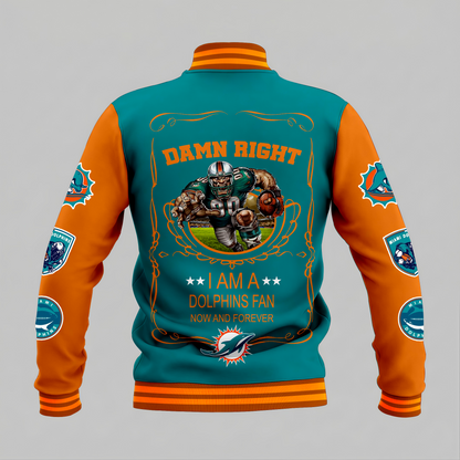 LIMITED EDITION - NEW CUSTOMIZED NFL19 MDP MIAMI DOLPHINS BASEBALL JACKET