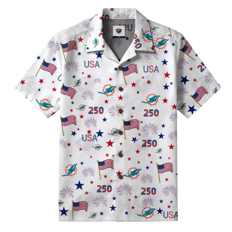 LIMITED EDITION - NEW CUSTOMIZED NFL19 MDP MIAMI DOLPHINS PATRIOTIC 250 USA HAWAIIAN SHIRT