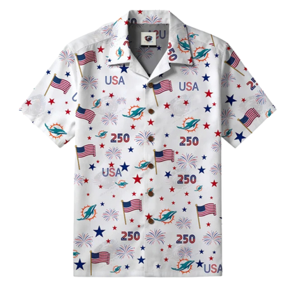 LIMITED EDITION - NEW CUSTOMIZED NFL19 MDP MIAMI DOLPHINS PATRIOTIC 250 USA HAWAIIAN SHIRT