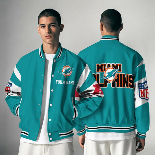 [HOT DEAL] NEW CUSTOMIZED NFL19 MDP MIAMI DOLPHINS SATIN VARSITY & BASEBALL JACKET