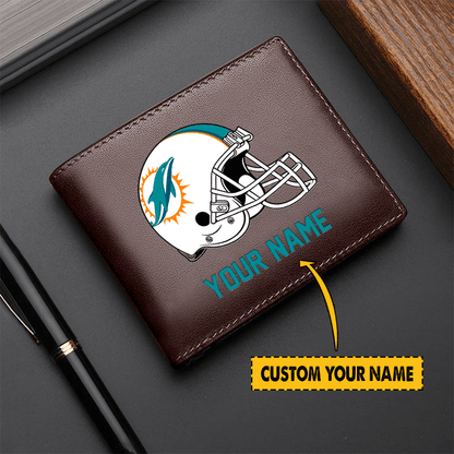 LIMITED EDITION - NEW CUSTOMIZED NFL19 MM DOPHINS LEATHER WALLET
