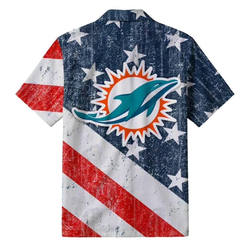 LIMITED EDITION - NEW CUSTOMIZED NFL19 MDP MIAMI DOLPHINS PATRIOTIC 250 USA HAWAIIAN SHIRT