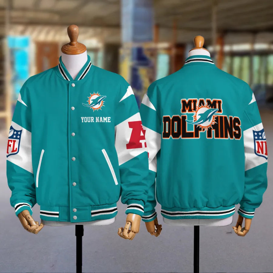 [HOT DEAL] NEW CUSTOMIZED NFL19 MDP MIAMI DOLPHINS SATIN VARSITY & BASEBALL JACKET