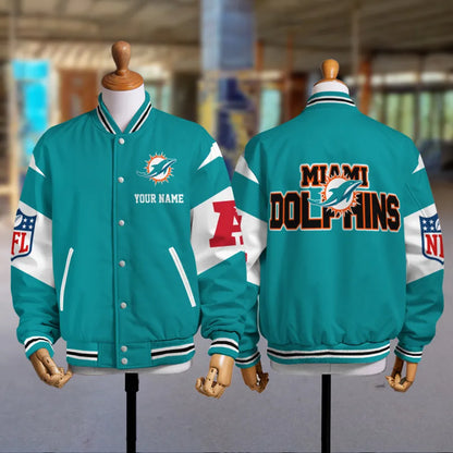 [HOT DEAL] NEW CUSTOMIZED NFL19 MDP MIAMI DOLPHINS SATIN VARSITY & BASEBALL JACKET