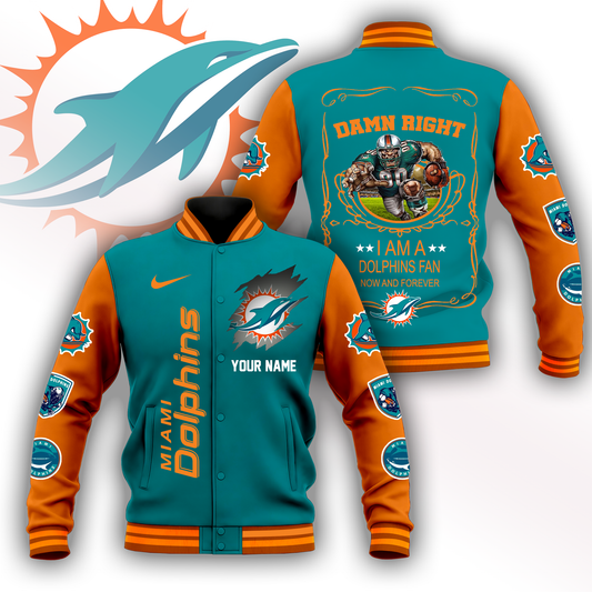 LIMITED EDITION - NEW CUSTOMIZED NFL19 MDP MIAMI DOLPHINS BASEBALL JACKET