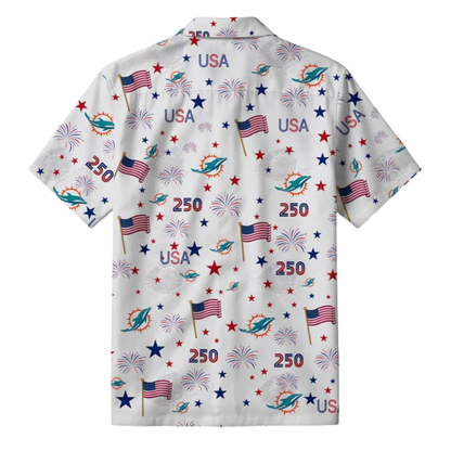 LIMITED EDITION - NEW CUSTOMIZED NFL19 MDP MIAMI DOLPHINS PATRIOTIC 250 USA HAWAIIAN SHIRT