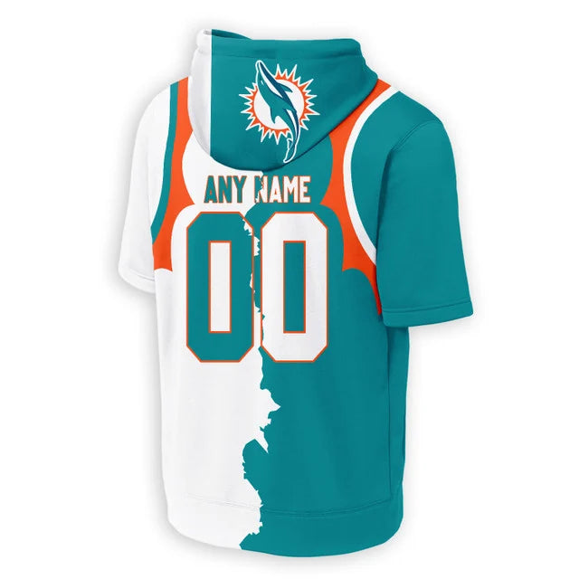 LIMITED EDITION - NEW CUSTOMIZED NFL19 MDP MIAMI DOLPHINS SHORT SLEEVE HOODIE T-SHIRT