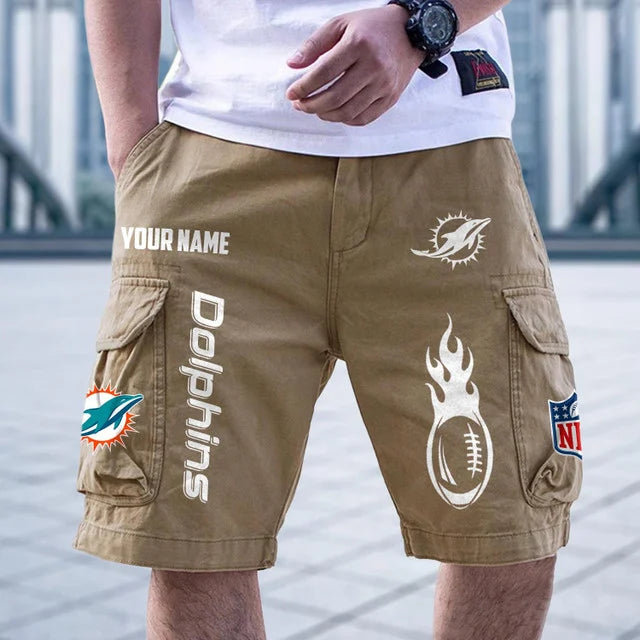 [SPECIAL OFFER] NEW CUSTOMIZED NFL19 MDP MIAMI DOLPHINS CARGO SHORTS