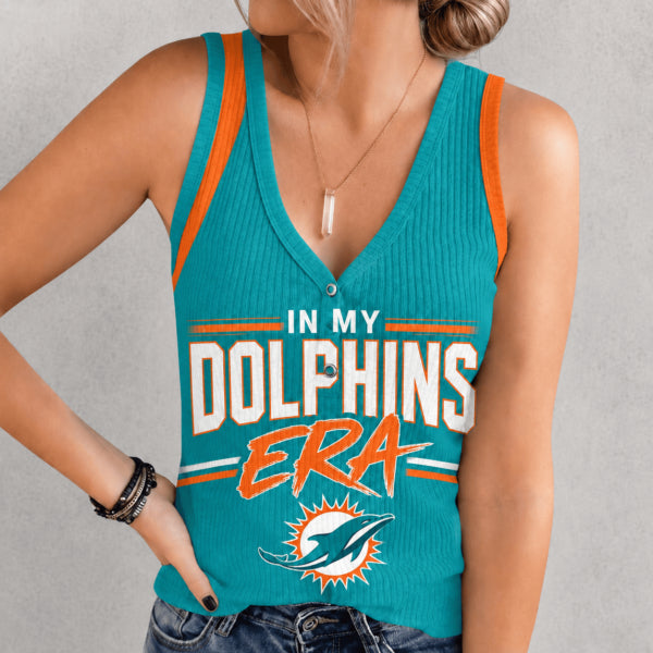 [SPECIAL OFFER] NEW CUSTOMIZED NFL19 MDP MIAMI DOLPHINS WOMEN'S V-NECK TANK TOP