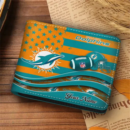 [SPECIAL OFFER] NEW CUSTOMIZED NFL19 MDP MIAMI DOLPHINS LEATHER WALLET