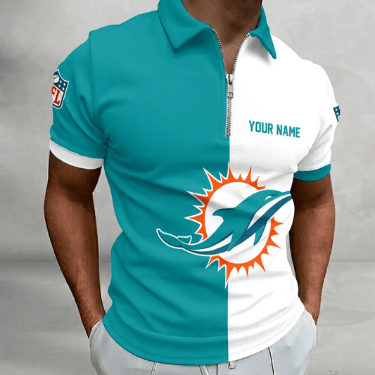 [SPECIAL OFFER] NEW CUSTOMIZED NFL19 MDP MIAMI DOLPHINS ZIP POLO SHIRT