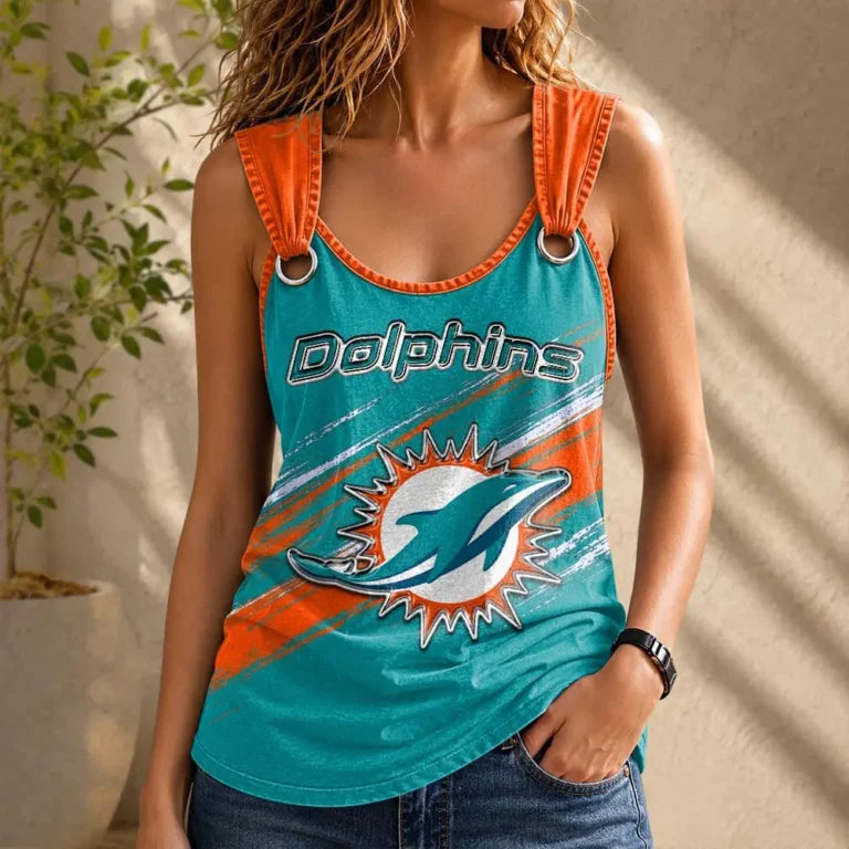 [SPECIAL OFFER] NEW CUSTOMIZED NFL19 MDP MIAMI DOLPHINS O-RING SHOULDER TANK TOP