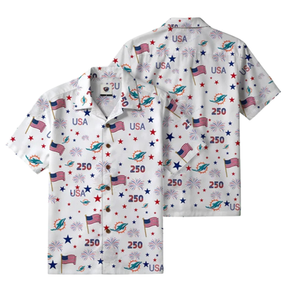 LIMITED EDITION - NEW CUSTOMIZED NFL19 MDP MIAMI DOLPHINS PATRIOTIC 250 USA HAWAIIAN SHIRT