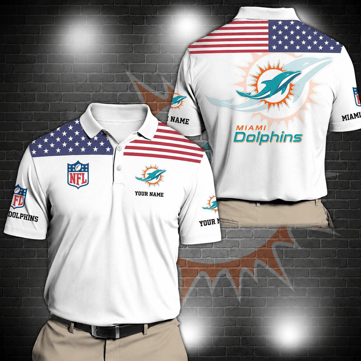 LIMITED EDITION - NEW CUSTOMIZED NFL19 MDP MIAMI DOLPHINS POLO SHIRT